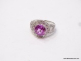.925 STERLING SILVER GORGEOUS 3.03CT ROUND UNHEATED TOP PLATINUM PINK TOURMALINE MAIN STONE,