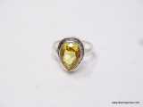 .925 STERLING SILVER PRETTY PEAR SHAPED FACETED CITRINE RING, SIZE 7, RETAILS FOR $49.00