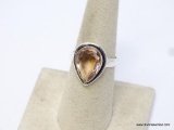 .925 STERLING SILVER BEAUTIFUL FACETED PEAR SHAPED MORGANITE RING, SIZE 7.5, RETAIL $49.00