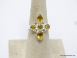 .925 STERLING SILVER PRETTY 5-STONE FACETED CITRINE RING, SIZE 6.5, RETAIL:$59.00
