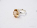 .925 STERLING SILVER GORGEOUS FACETED PEACH MORGANITE RING, SIZE 8.75, RETAIL $59.00