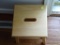 (FOY/DR UNDER #128) LIGHT WOOD STEP STOOL/SEAT, CUT OUT HANDLE IN SEAT, 4 LEGS, MEASURES 12