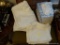 (DR) LOT OF IVORY TABLE LINENS, INCLUDING NAPKINS, TABLECLOTHS, RUNNERS WITH TWO BOXES OF KLEENEX