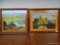 (GR) 2 FRAMED AND MATTED ITEMS: 1 OF A LIGHTHOUSE/SHORE SCENE AND 1 OF A MONASTERY IN MAPLE FRAMES: