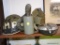 (GR) WWII LOT: MP HELMET, GAS MASK WITH CANISTER, CANTEEN, ETC.