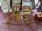 (SR) LOT OF WOODEN ITEMS: CHILDS ROCKING CHAIR WITH SIDE GUARDS, LIDDED ICE BUCKET WITH EAGLE, TRUNK