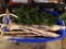 (GAR) TUB LOT OF CHRISTMAS DECORATIONS: MOSTLY YARD CANDY CANES, SMALL CHRISTMAS TREE PIECE.