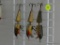 (GR) 3 VINTAGE WOODEN AND JOINTED PALEUGER PALOMINE LURES MADE IN THE USA WITH GLASS EYES.