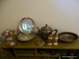 (FOY) LOT OF SILVER PLATED ITEMS INCLUDING MUNCHEN OLYMPIAD PLATE 1972, LADLE, TEAPOT, DISH FOR