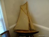 (DR) MODEL SAILBOAT BY AUTHENTIC MODELS, IN OF EUGENE, OR, GREEN AND BLACK PAINTED BODY WITH TAN