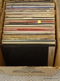 (DR) CARDBOARD BOX LOT OF LP RECORDS, OVER 80 SELECTIONS INCLUDING CHILDREN'S, BLUES/JAZZ, 50S AND