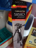 (SR) LOT CONSISTING OF A PLATINUM PLUS BY SUNPAK CAMERA TRIPOD, AND VARIOUS TUBS (SOME WITH LIDS)