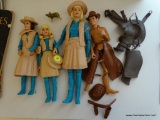 (UBR2) SET OF MARX VINTAGE JANE/JOHNNY WEST DOLLS WITH ACCESSORIES, 1 DOLL IS 11.5