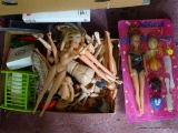 (SR) TRAY LOT OF BARBIE STYLE DOLLS (SOME ARE BARBIES AND 1 IS A MONIQUE DOLL UNOPENED IN THE