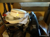 (GAR) SHELF LOT: EUREKA THE BOSS MIGHTY MITE II 7.0 AMP VACUUM CLEANER (NEEDS HOSE). 2 WOODEN