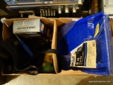 (GAR) BOX LOT: OWN-A-PHONE ITT TRENDLINE WALL PHONE, BLUE HAWK PAINT TRAY (NEVER USED), LID TO A