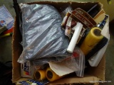 (GAR) BOX LOT: PAINT ROLLERS, LARGE CLOTH COVER, SEARS EASY LIVING PAINT AND TRIM PAD, ETC.