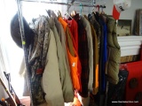 (GR) LOT OF HUNTING JACKETS: SIERRA TRADING POSTS SHIRT AND BRIGHT ORANGE VEST, SOME LODGE