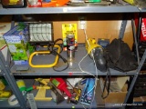 (GAR) SHELF LOT: PERFECT HOSE DELUXE IN THE ORIGINAL BOX, YELLOW AND BLACK WORK LIGHT, ENGINE
