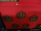 (GR) LOT OF 3 RED BACKDROPS FOR PHOTOS? 1 HAS 5 CARVED RUGER EMBLEMS FOR DISPLAYS