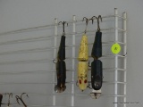 (GR) 3 VINTAGE WOODEN AND JOINTED FISHING LURES: 1 BY C.C.B. CO. FROM GARRETT INDIANA WITH AN EXTRA