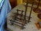 (LR, FP) SET OF THREE WROUGHT IRON HEARTH DECOR; INCLUDES GEOMETRIC HOLDERS FOR FIREPLACE MATCHES,