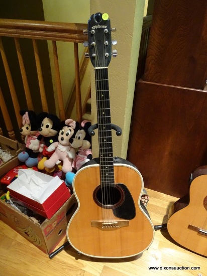 (LR) ACOUSTIC 6-STRING GUITAR; MADE BY OVATION, THIS IS THE APPLAUSE AA14-4 MODEL. THIS GUITAR IS IN