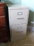 (UP) BEIGE METAL 2-DRAWER FILING CABINET; MEASURES 15