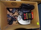 (B) BOX LOT: 2 DISCMAN ESP PORTABLE CD PLAYERS, PORTABLE CASSETTE PLAYER, ELECTRONIC YAHTZEE, ETC.