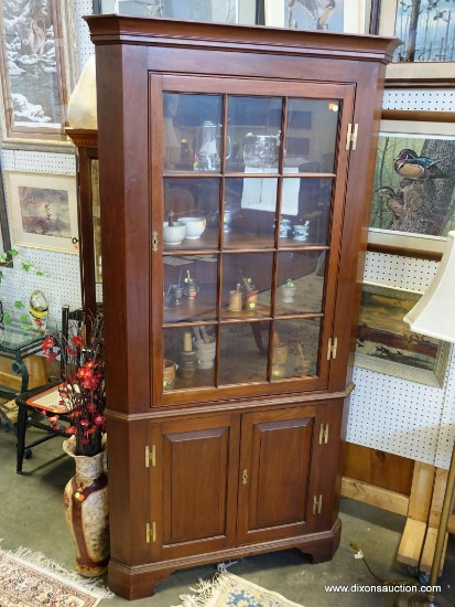 (R1) HENKEL HARRIS "FAIRFAX" CORNER CABINET; ELEGANT CHERRY WITH SOLID BRASS HARDWARE, PRODUCT