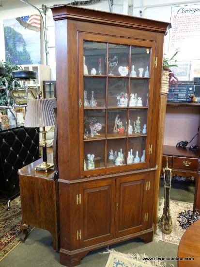 (R2) HENKEL HARRIS "FAIRFAX" CORNER CABINET; ELEGANT CHERRY WITH SOLID BRASS HARDWARE, PRODUCT