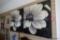 (W) PAIR OF LARGE FLORAL PRINTS ON CANVAS BY COASTER FINE FURNITURE CO. BLACK AND WHITE IN COLOR:
