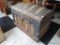 (R1) VINTAGE DOME TOP STEAMER TRUNK; WOODEN FRAME, TEXTURED PANELS, WITH MOST IF NOT ALL ORIGINAL