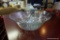 (R1) MODERN PUNCH BOWL SET; CLEAR GLASS WITH 11 SINGLE HANDLED MATCHING PUNCH CUPS. MEASURES 13