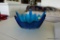 (R3) COBALT BLUE ART GLASS BOWL, ROUND WITH WAVY EDGE WITH 5 POINTS. MEASURES ABOUT 10