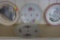 (R3) PAIR OF DISPLAY PLATES; ROUND WITH GOLD PAINTED RIMS AND 2 HANDLES ON EACH, THESE PLATES HAVE A