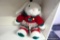 (BACK) LARGE PLUSH BUNNY RABBIT IN GREEN AND RED OUTFIT