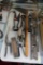 (BACK) LEVEL, ONE HANDED SLING BLADE, WOOD RASP, VINTAGE SHEARS, HEDGE TRIMMERS, ETC.