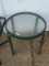 (OUT) ROUND METAL GLASS TOP TABLE, GREEN IN COLOR. MEASURES 22