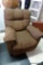(R4) RECLINER; IN BROWN AND MAROON UPHOLSTERY WITH MATCHING ARM SLIPCOVERS: 33
