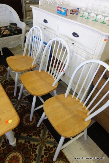 (R3) WHITE/LIGHT WOOD CHAIRS; MADE BY BETTER HOMES AND GARDENS TO COORDINATE PERFECTLY WITH