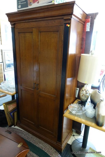 (R1) DOUBLE-DOOR WARDROBE; MADE FROM OAK AND VENEERS WITH CLASSIC CLEAN LINES, THIS PIECE HAS AMPLE