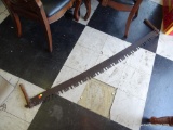 (WIN) 2-HANDLED SAW; VINTAGE 2 MAN CROSSCUT SAW. WOULD BE GREAT FOR RUSTIC DECORATION OR YOU COULD