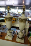 (R1) PAIR OF PORCELAIN AND GOLD TONE RIMMED LAMPS: 22