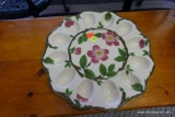 (R2) FLORAL EGG PLATE; HAND PAINTED EARTHENWARE BY FRANCISCAN IN 