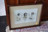 (R4) FRAMED PICTURE OF A LITTLE GIRL. SIGNED HODGES STUDIO 14. IN MAHOGANY FRAME: 20.5