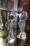 (R5) PAIR OF SILVER TONED STATUES OF A MAN CARRYING HIS WIFE ACROSS THE THRESHOLD: 12