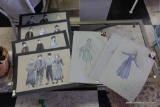 (R5) COSTUME WARDROBE SKETCHES FROM THE 3 PENNY OPERA (7 PAGES TOTAL)