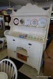 (R3) KINCAID WHITE HUTCH AND BUFFET/SIDEBOARD: HUTCH HAS PANELED BACK, 2 SHELVES WITH PLATE GROOVES,