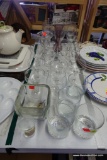 (BACK) ASSORTED LOT OF GLASSWARE: SHERRY GLASSES, CORDIALS, HIGHBALL GLASSES, ETC